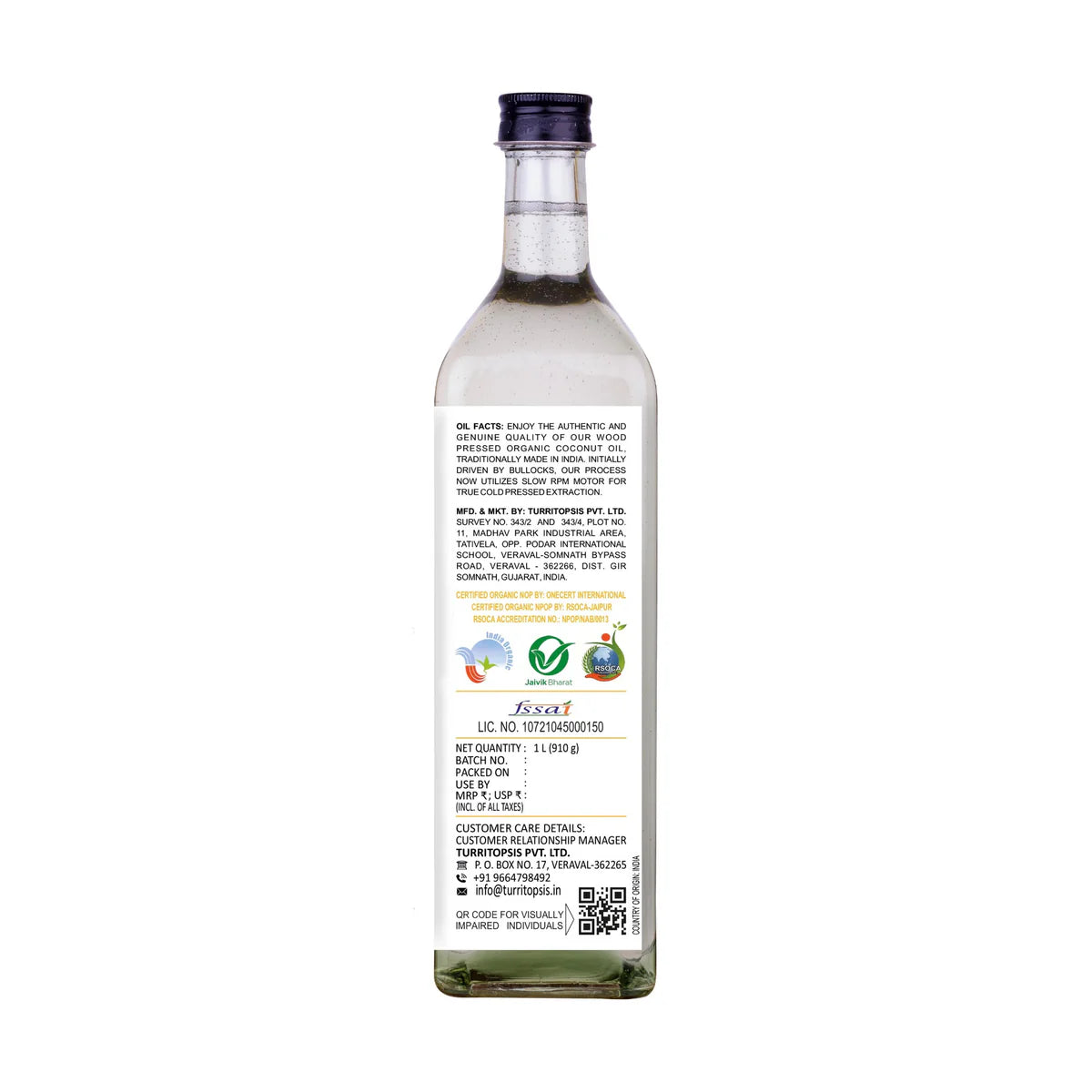 TURRITOPSIS Cold Pressed Coconut Oil | 100% Organic |Extracted by Chekku