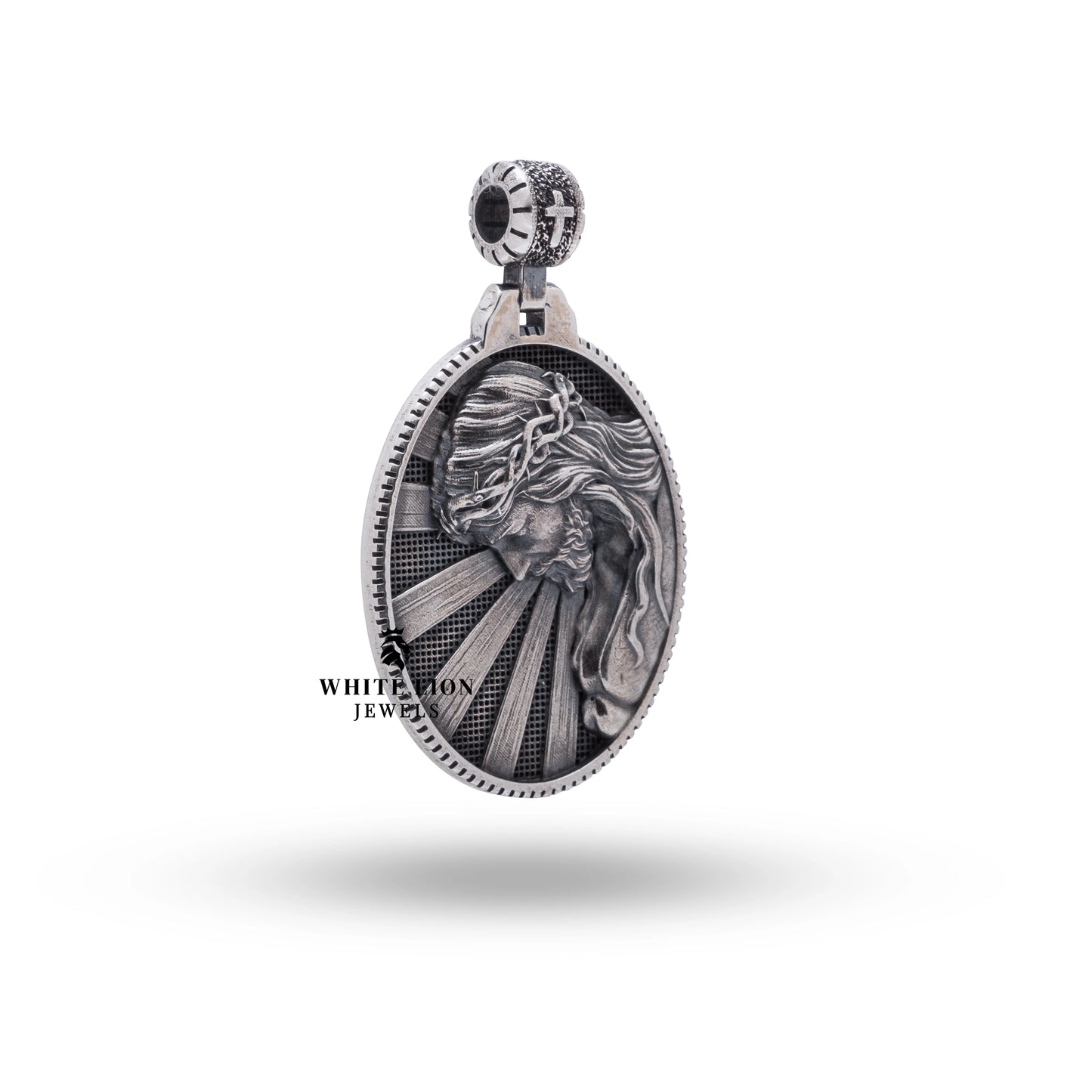 Jesus Face Rays 925 Sterling Silver Pendant