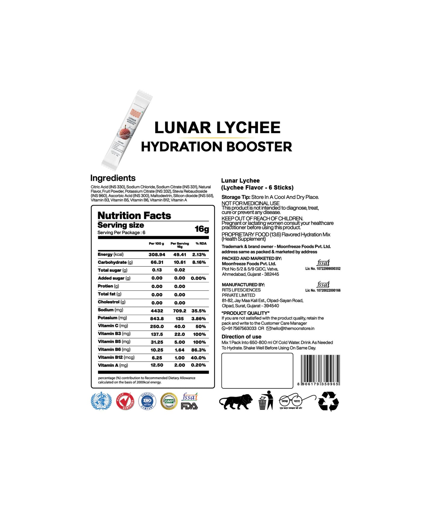 Moon Lychee Lunar Hydration Booster Pack 6
