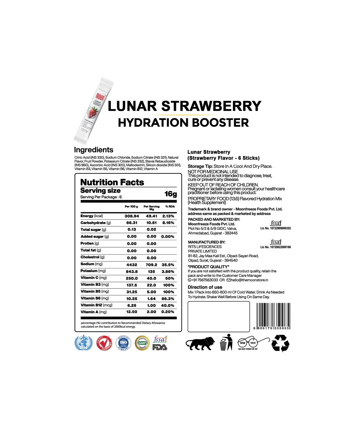 Moon Strawberry Lunar Hydration Booster Pack 6