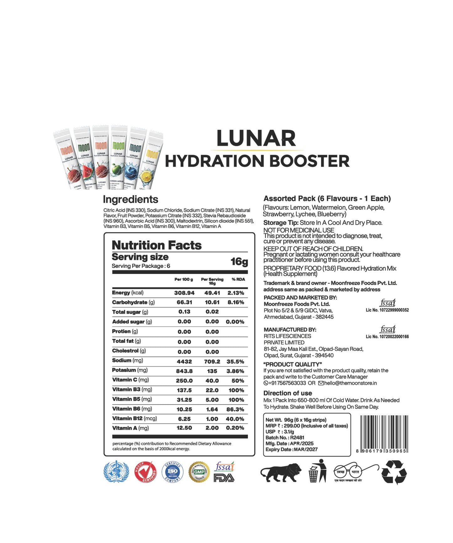 Moon Variety Pack Lunar Hydration Booster Pack 6