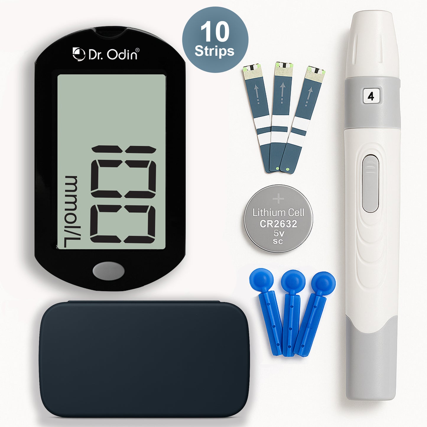 Dr. Odin Blood Glucose Monitoring System GDH-FAD Meter Kit (10strips)