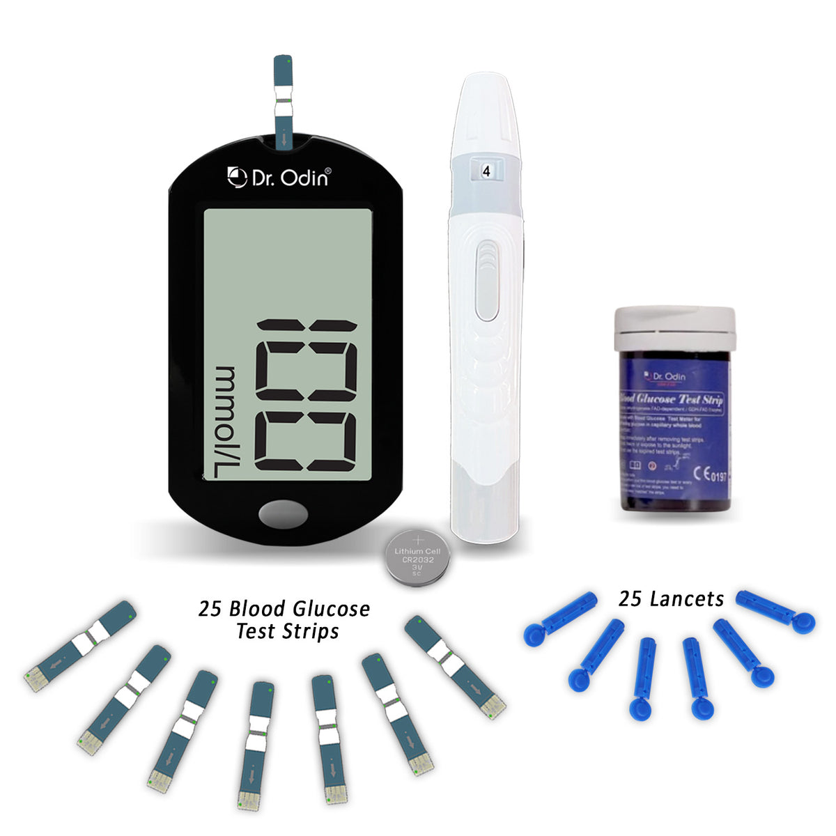 Dr. Odin Blood Glucose Monitoring GDH-FAD Meter Kit (25 strips ...
