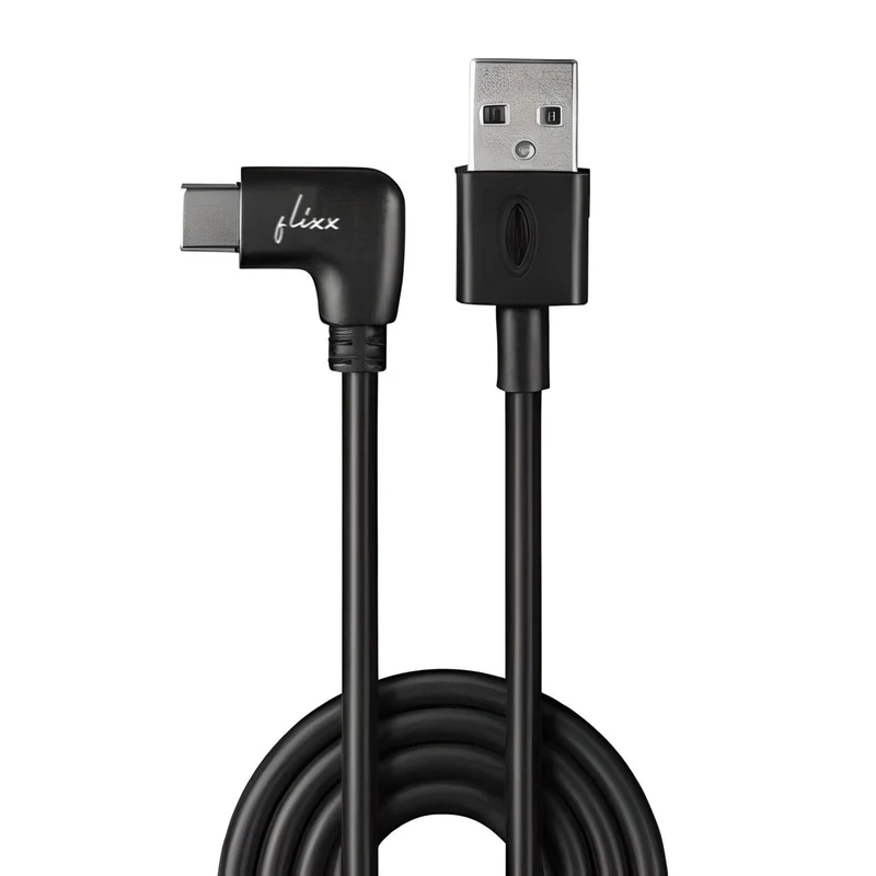 LA' FORTE Flixx USB-A to USB-C Cable with L-Shaped Connector, 1 Meter, 45W Super Fast Charging, 3A High-Speed Data & Power Transfer