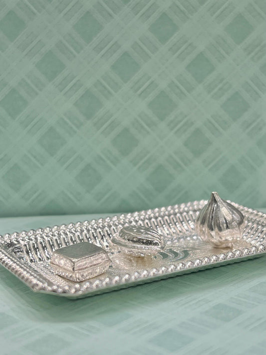 Silver Auspicious Tray with Miniature Offerings
