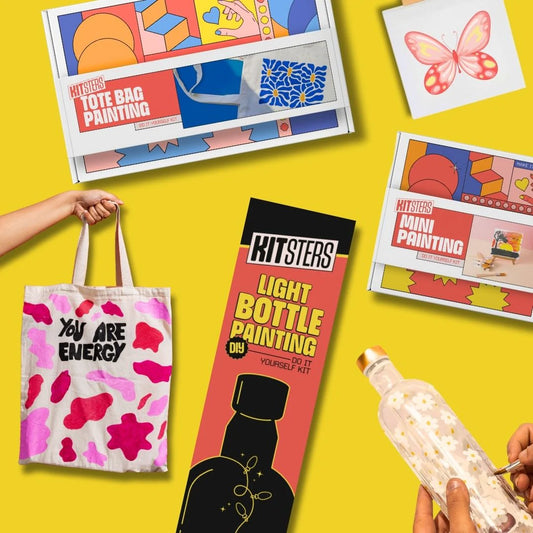 DIY Painting Starter Pack: Mini Painting Kit, Light Bottle Painting Kit & Tote Bag Painting Kit