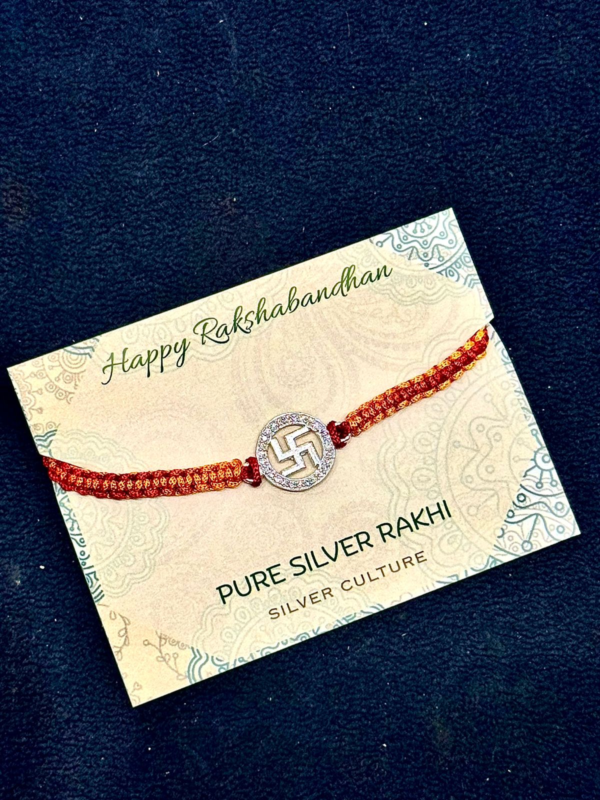 Swastik Pure Silver Rakhi – Radiant Symbol of Auspicious Beginnings