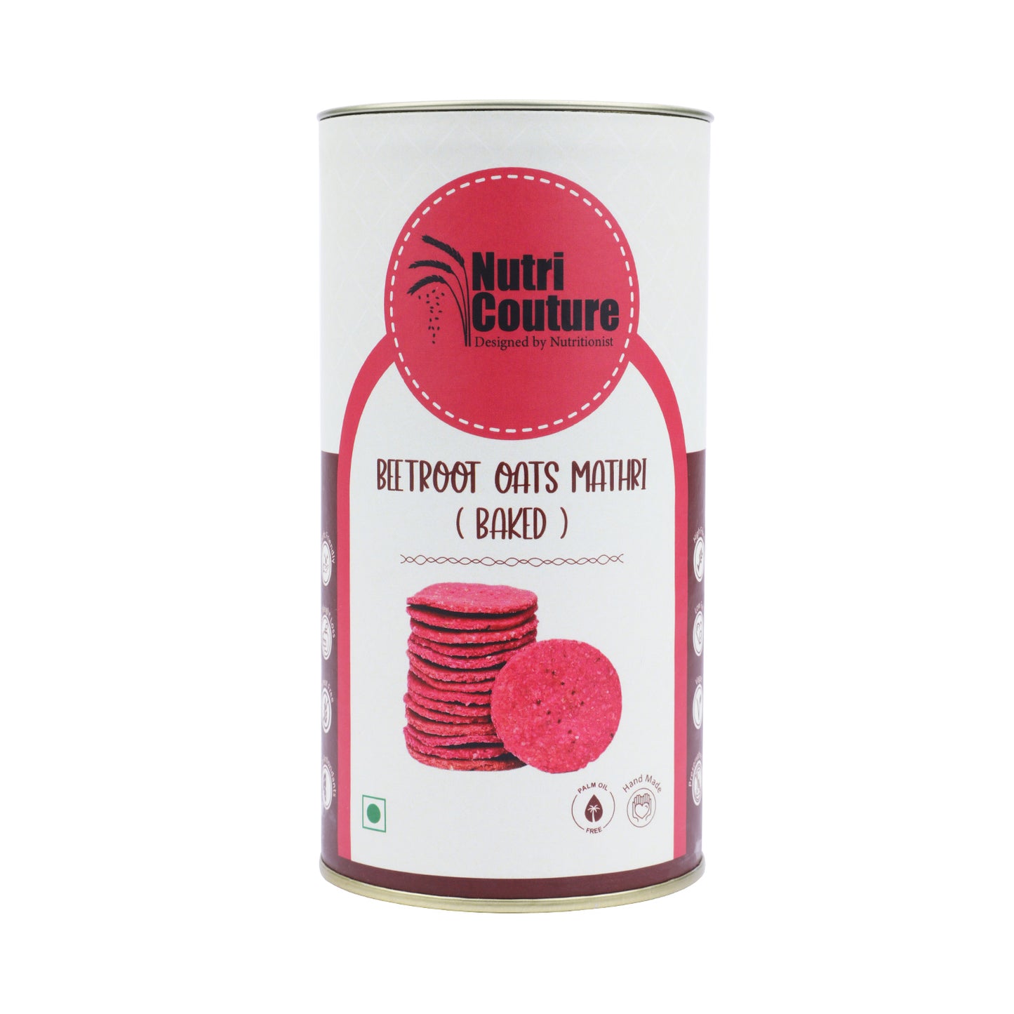 Nutri Couture Beetroot Oats Mathri  - Baked