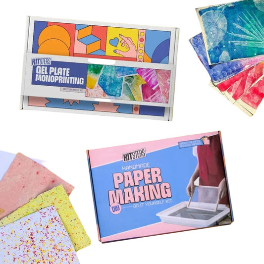 Kitsters DIY COMBO : DIY Handmade Paper Kit & DIY Gel Plate Monoprinting Kit