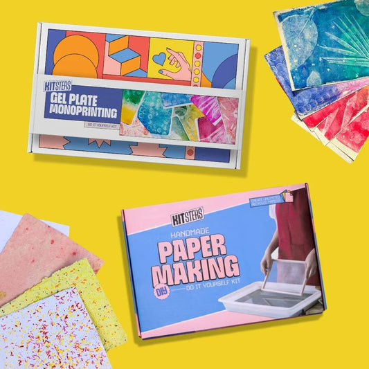 DIY COMBO : DIY Handmade Paper Kit & DIY Gel Plate Monoprinting Kit