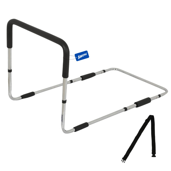 Simon's Steel Chrome Plated Bedrail with Foam Grip for Adult Bed Safety Grab Bar for Bed Assist Hand Rail for Elderly