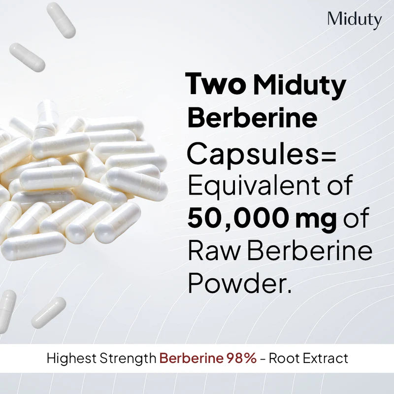 Miduty Berberine HCL 98% | Blood Sugar Control Supplement