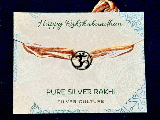 Om Pure Silver Rakhi – Rooted in Peace, Wrapped in Grace