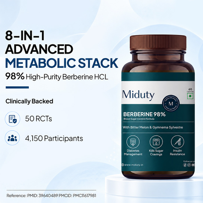 Miduty Berberine HCL 98% Blood Sugar Control Supplement