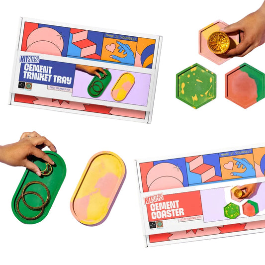 Kitsters DIY COMBO : Cement Trinket Tray Kit & DIY Cement Coaster Kit