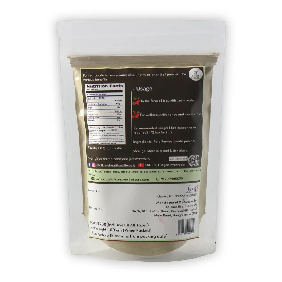 Nxtgen Ayurveda Pomegranate (Anar) Leaf Powder - 100 gms