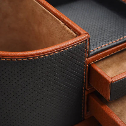 Comfy Homes The Executive Command Center Handcrafted Vegan Leather Desk Oval Caddy