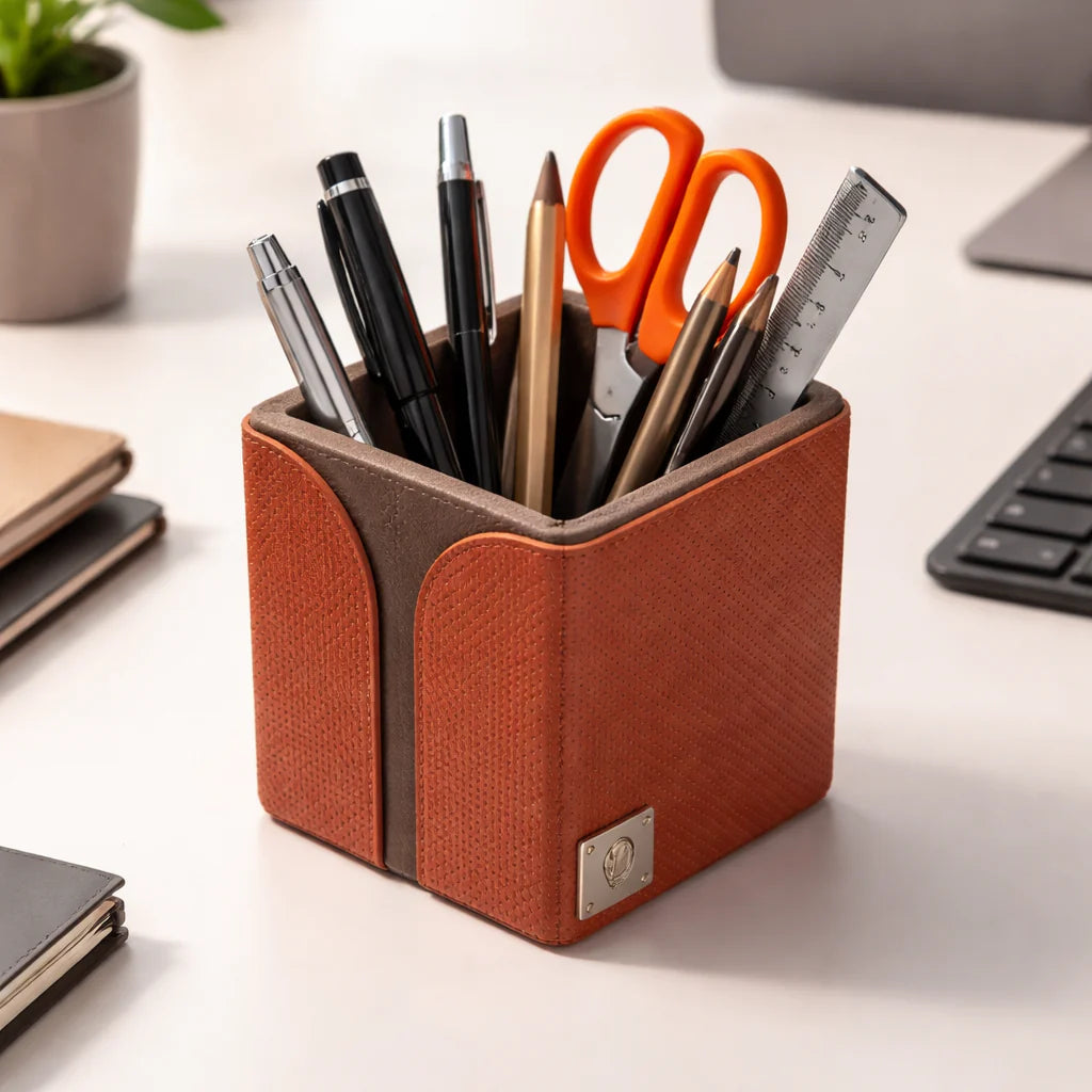 Comfy Homes The Sovereign Collection: Classic Single-Slot Vegan Leather Pen Cup