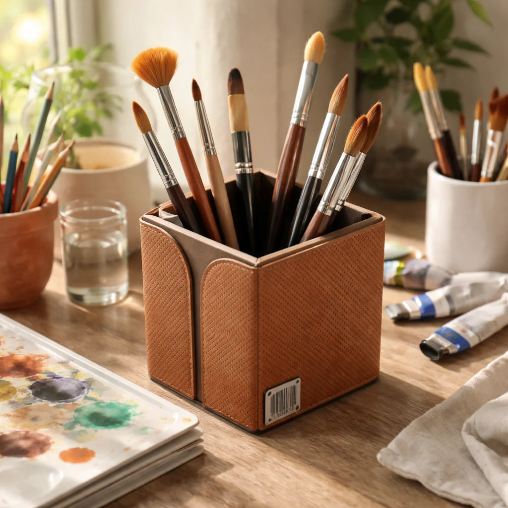 Comfy Homes The Sovereign Collection: Classic Single-Slot Vegan Leather Pen Cup