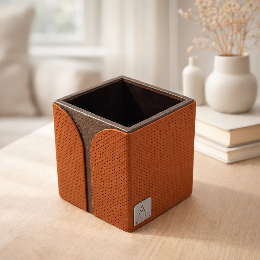 Comfy Homes The Sovereign Collection: Classic Single-Slot Vegan Leather Pen Cup