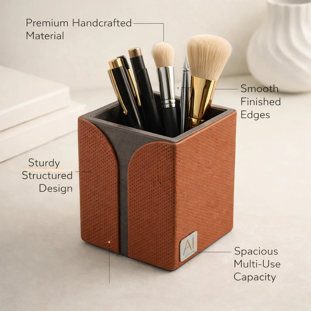 Comfy Homes The Sovereign Collection: Classic Single-Slot Vegan Leather Pen Cup