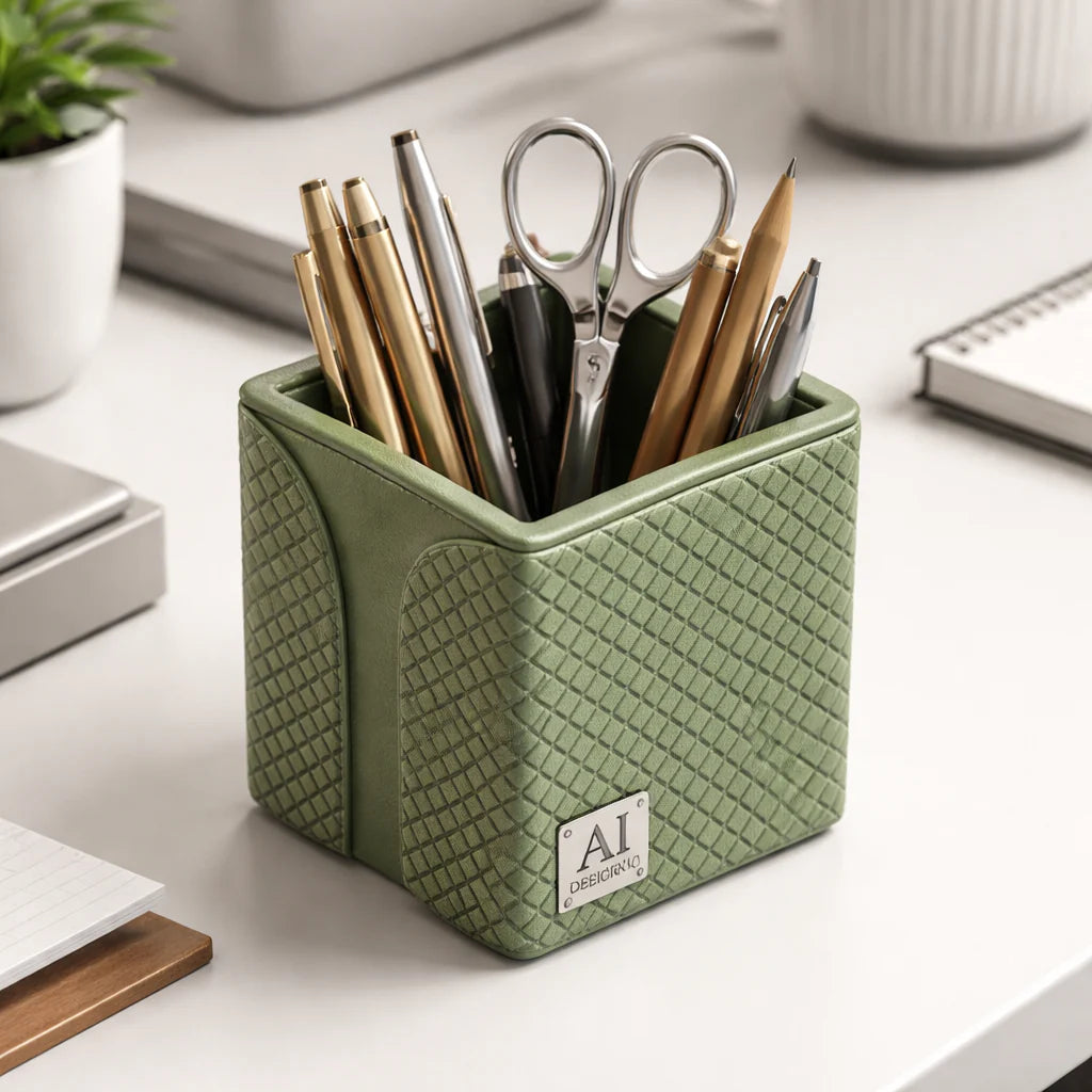 Comfy Homes The Sovereign Collection: Classic Single-Slot Vegan Leather Pen Cup
