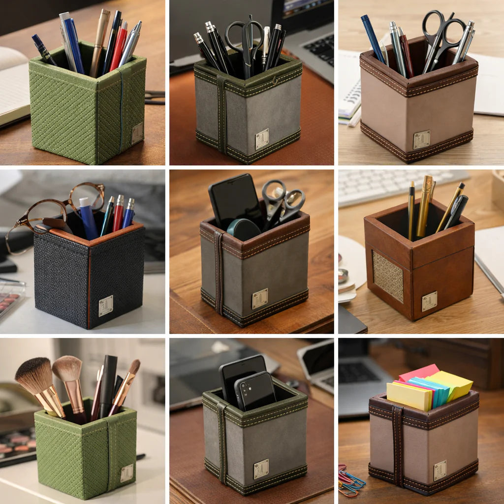 Comfy Homes The Sovereign Collection: Classic Single-Slot Vegan Leather Pen Cup