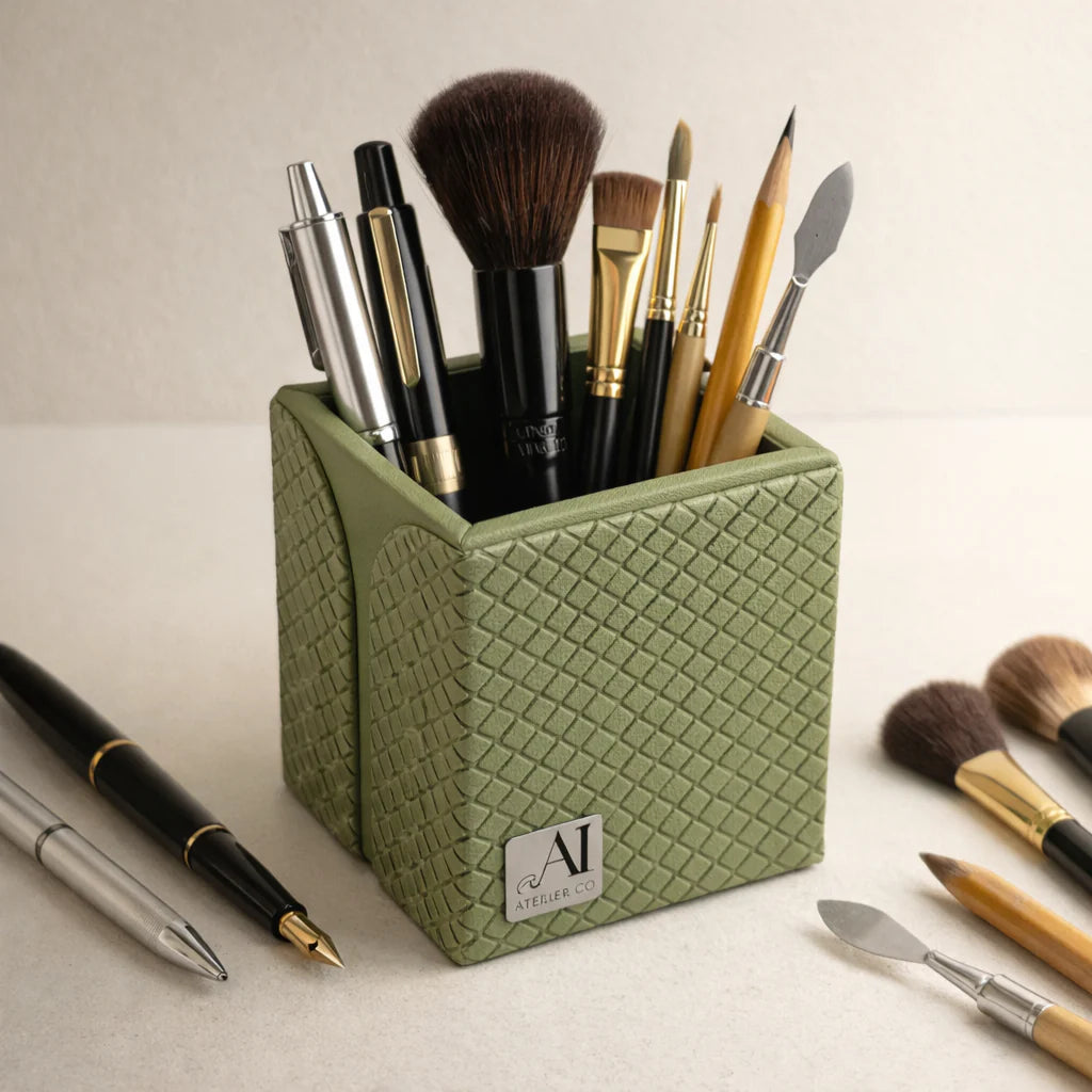Comfy Homes The Sovereign Collection: Classic Single-Slot Vegan Leather Pen Cup