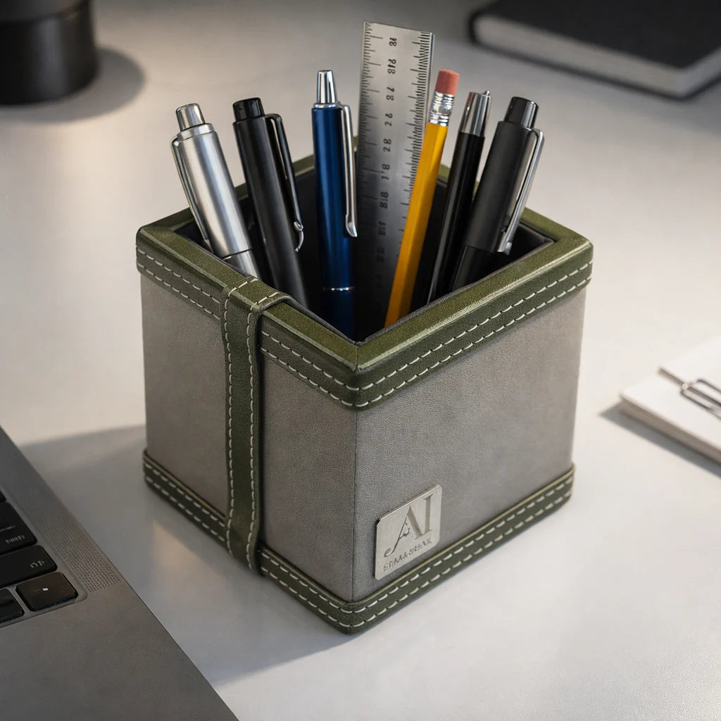 Comfy Homes The Sovereign Collection: Classic Single-Slot Vegan Leather Pen Cup