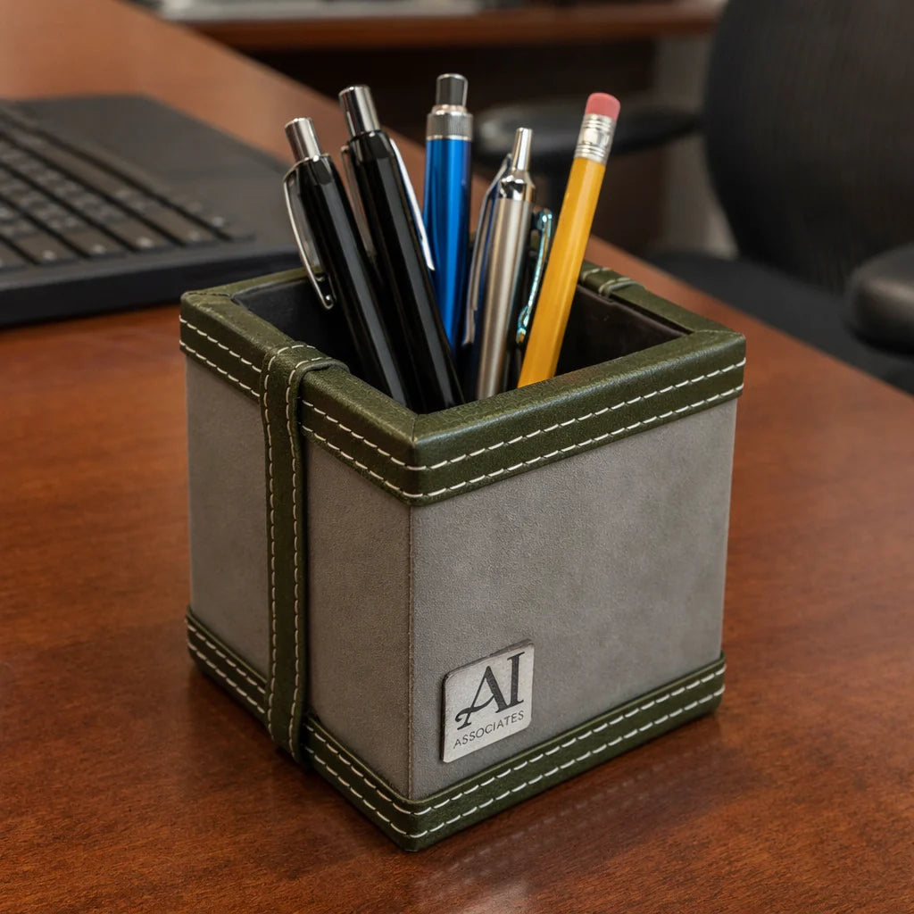 Comfy Homes The Sovereign Collection: Classic Single-Slot Vegan Leather Pen Cup