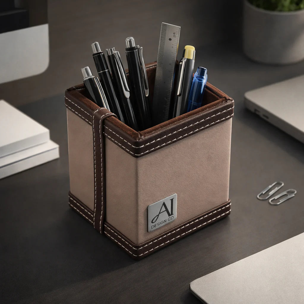 Comfy Homes The Sovereign Collection: Classic Single-Slot Vegan Leather Pen Cup