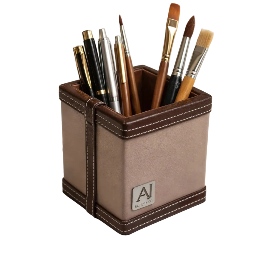 Comfy Homes The Sovereign Collection Classic Single Slot Vegan Leather Pen Cup