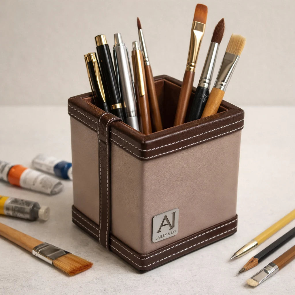 Comfy Homes The Sovereign Collection: Classic Single-Slot Vegan Leather Pen Cup