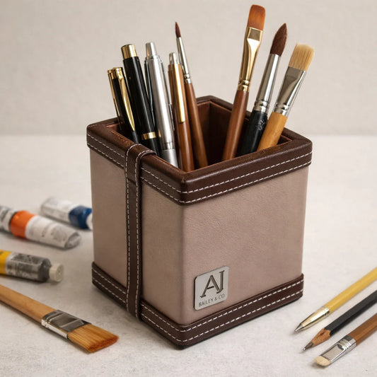 Comfy Homes The Sovereign Collection: Classic Single-Slot Vegan Leather Pen Cup