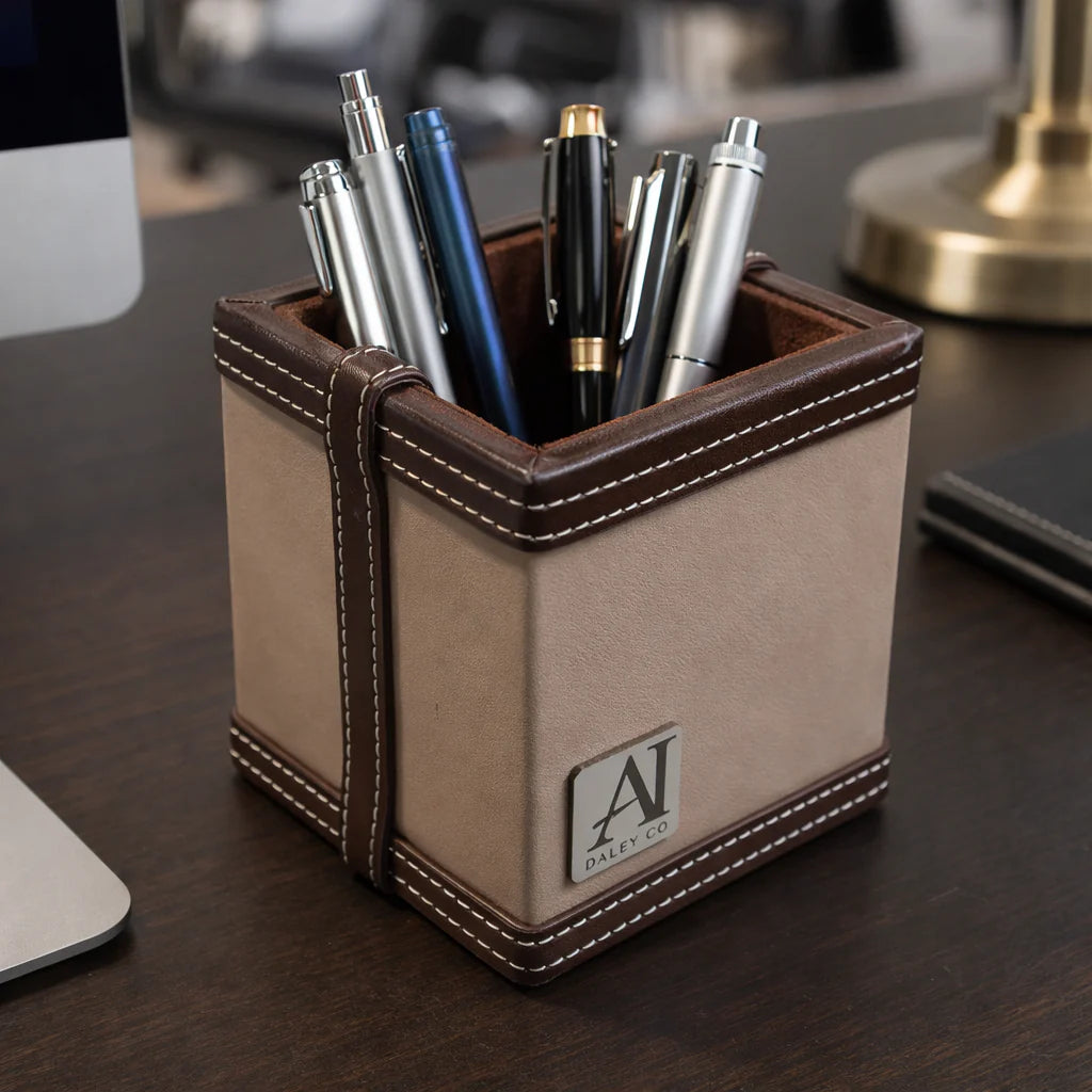 Comfy Homes The Sovereign Collection: Classic Single-Slot Vegan Leather Pen Cup