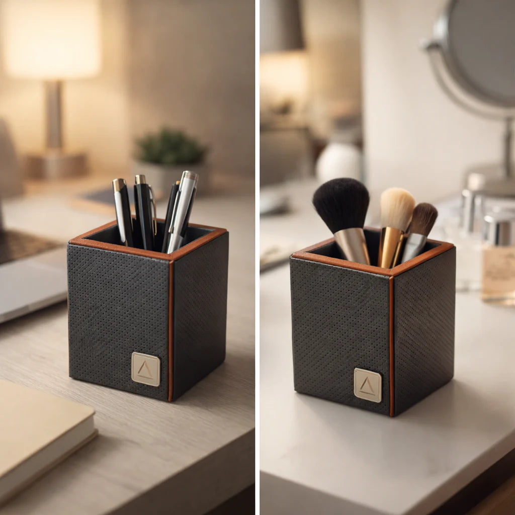 Comfy Homes The Sovereign Collection: Classic Single-Slot Vegan Leather Pen Cup