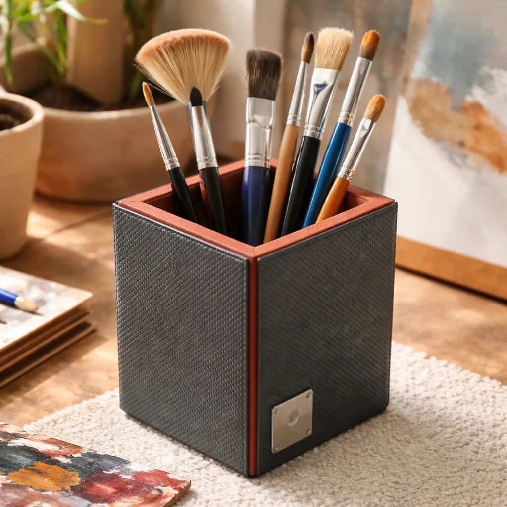 Comfy Homes The Sovereign Collection: Classic Single-Slot Vegan Leather Pen Cup