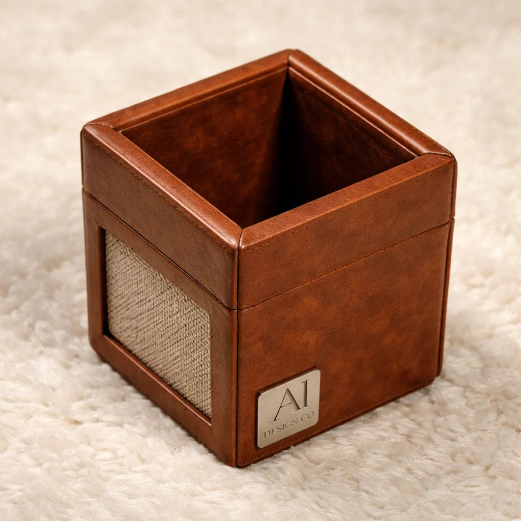Comfy Homes The Sovereign Collection: Classic Single-Slot Vegan Leather Pen Cup