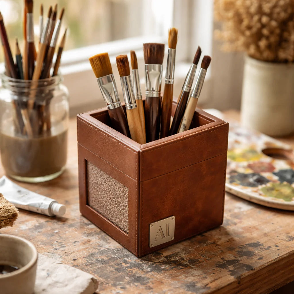 Comfy Homes The Sovereign Collection: Classic Single-Slot Vegan Leather Pen Cup