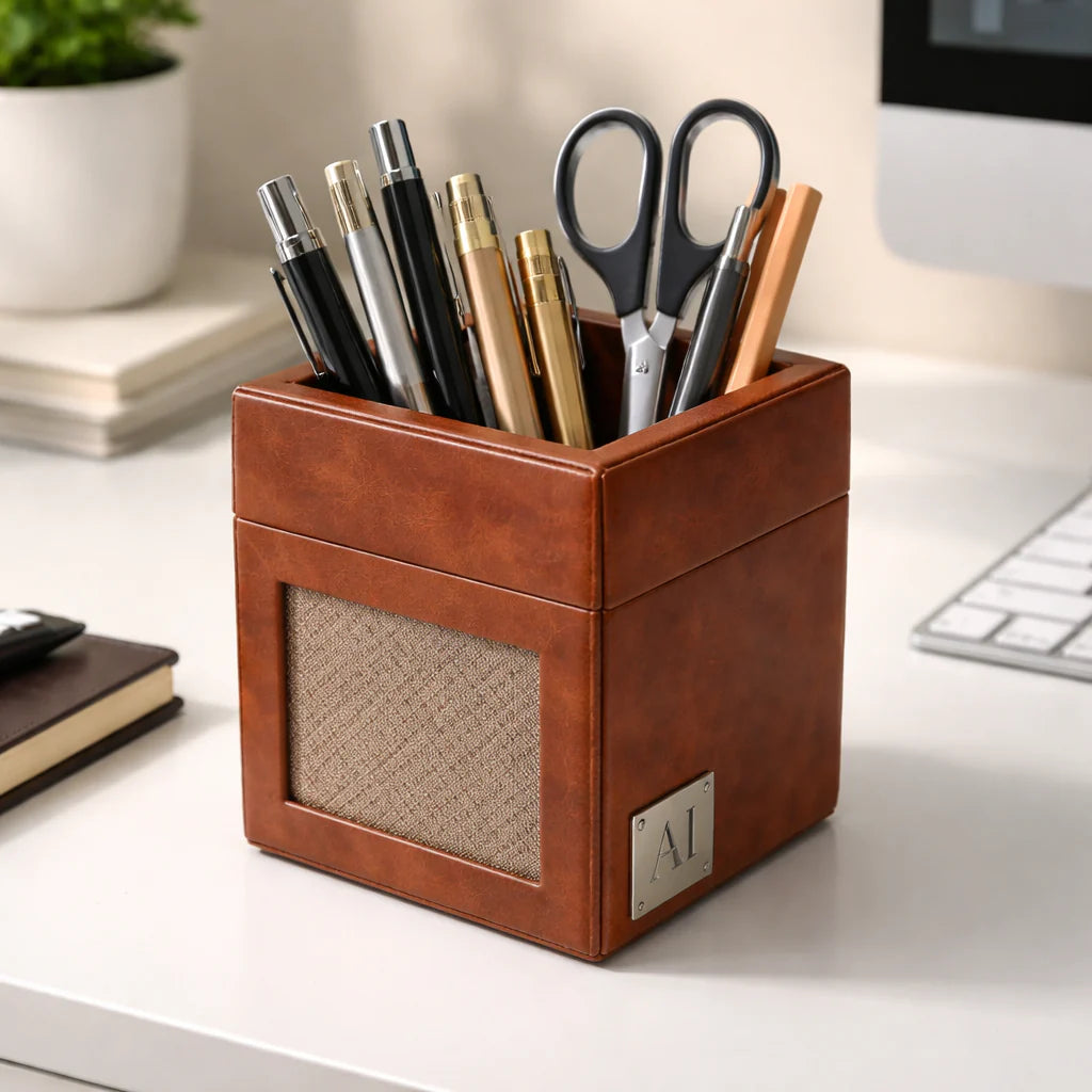 Comfy Homes The Sovereign Collection: Classic Single-Slot Vegan Leather Pen Cup