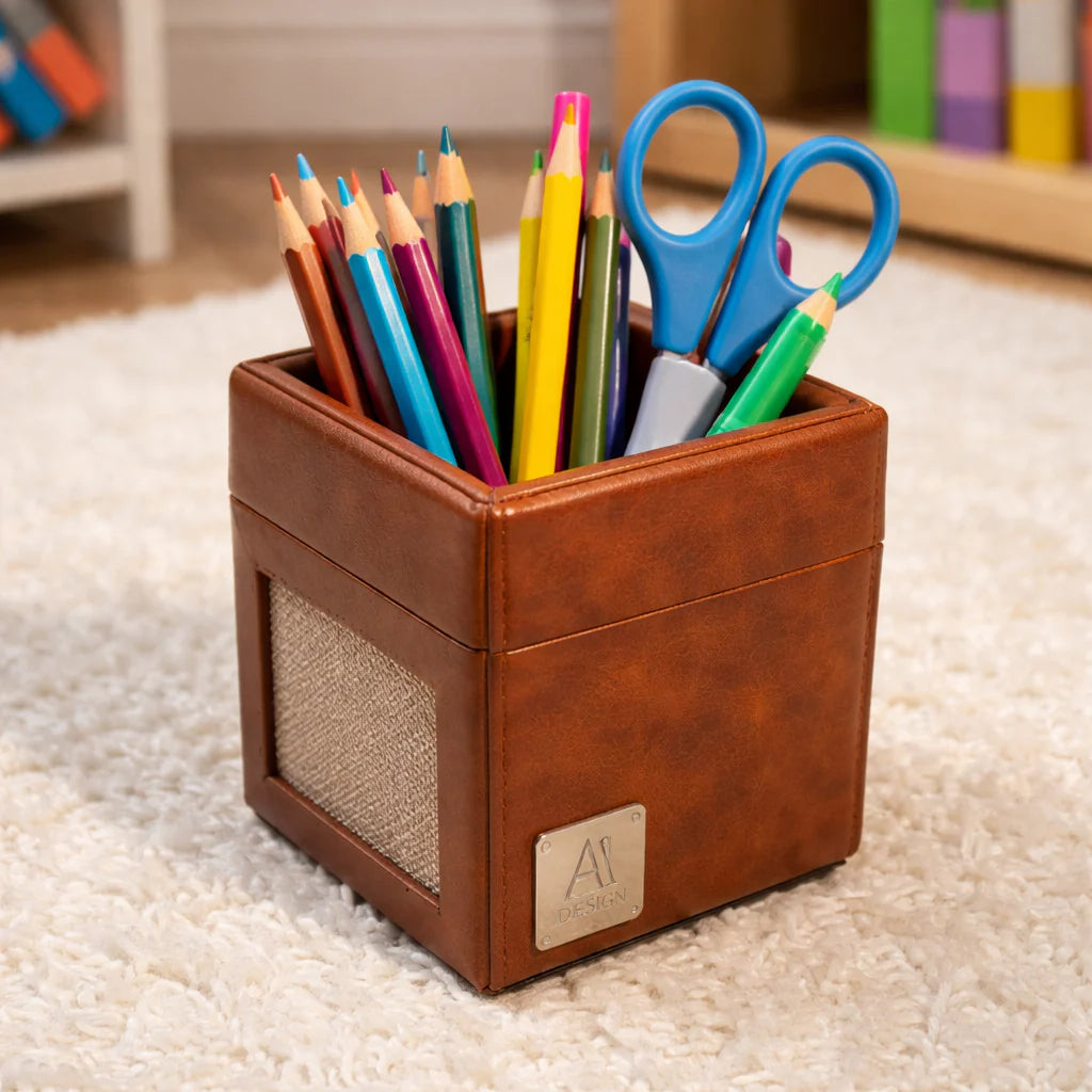 Comfy Homes The Sovereign Collection: Classic Single-Slot Vegan Leather Pen Cup