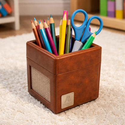 Comfy Homes The Sovereign Collection Classic Single Slot Vegan Leather Pen Cup
