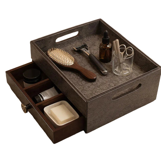 Comfy Homes The Triad Collection Handcrafted Vegan Leather Desk Organizer 3 Slot