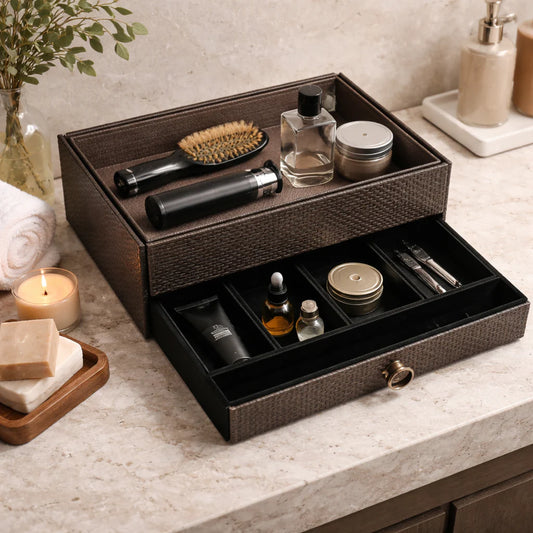Comfy Homes The Triad Collection: Handcrafted Vegan Leather Desk Organizer - 5 Slot