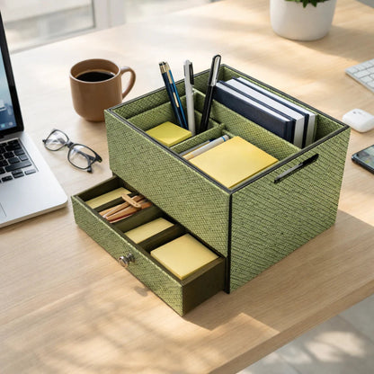 Comfy Homes The Triad Collection Handcrafted Vegan Leather Desk Organizer 3 Slot