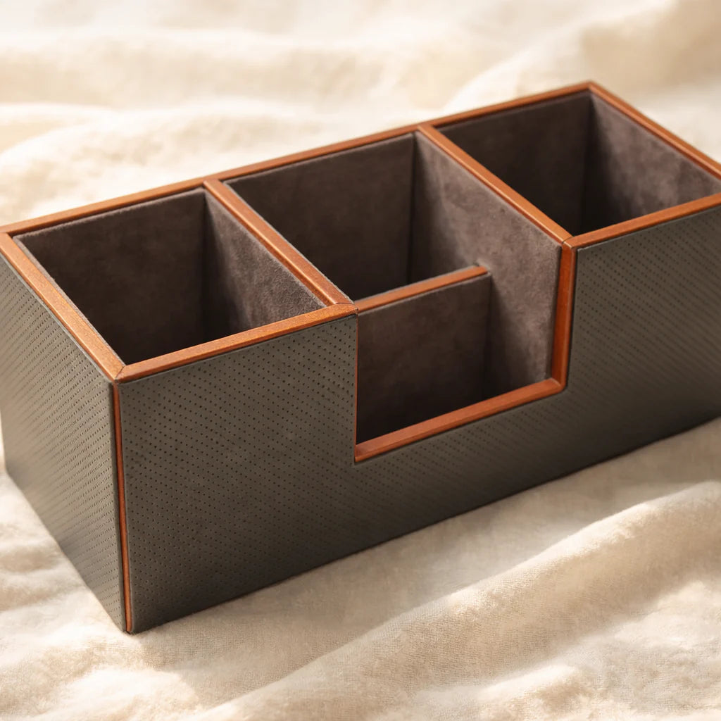 Comfy Homes The Sovereign Multi-Tasker: Handcrafted Vegan Leather Divided Organizer Cup