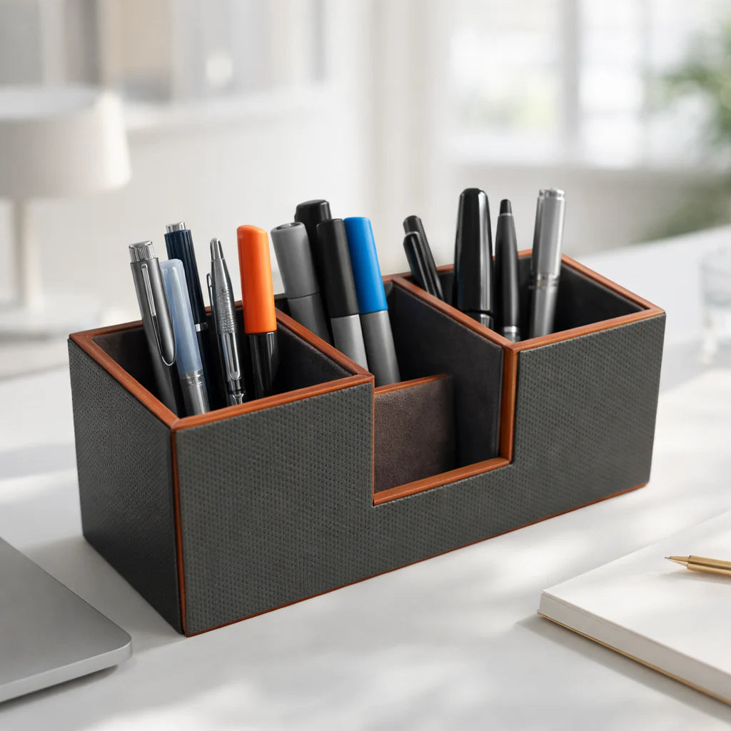 Comfy Homes The Sovereign Multi-Tasker: Handcrafted Vegan Leather Divided Organizer Cup