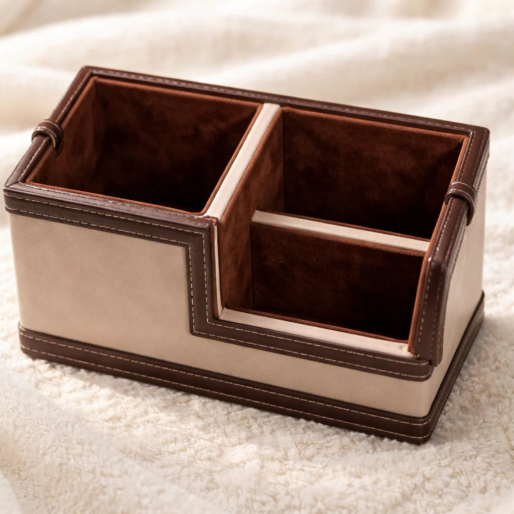 Comfy Homes The Sovereign Multi-Tasker: Handcrafted Vegan Leather Divided Organizer Cup