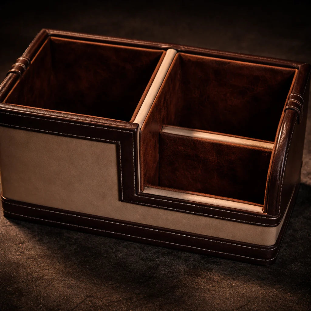 Comfy Homes The Sovereign Multi-Tasker: Handcrafted Vegan Leather Divided Organizer Cup