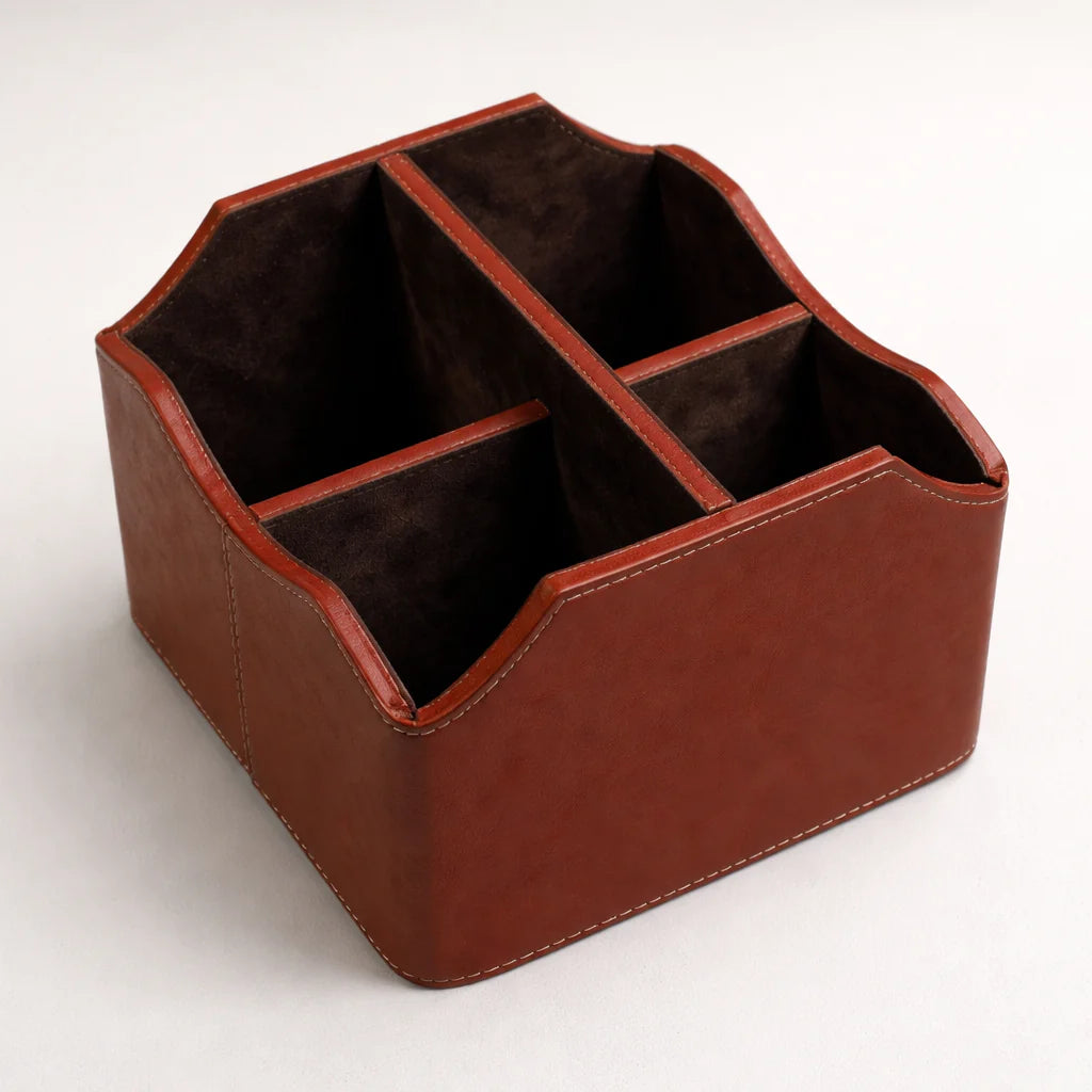 Comfy Homes The Sovereign Multi-Tasker: Handcrafted Vegan Leather Divided Organizer Cup